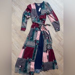 Anthropologie - NEVER WORN (Medium) patterned maxi wrap dress